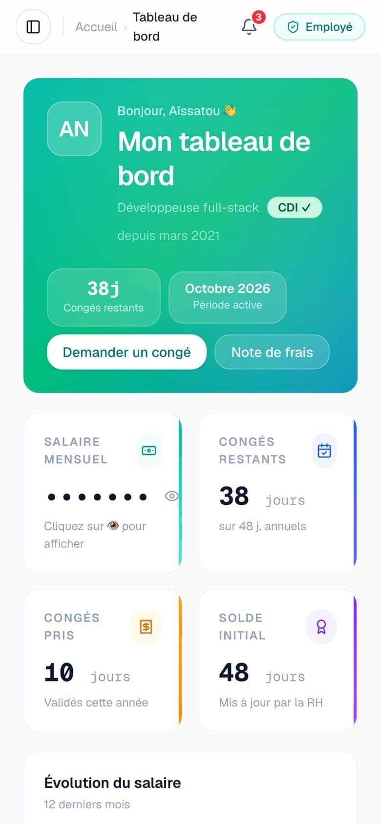 Espace employé KayFay sur mobile