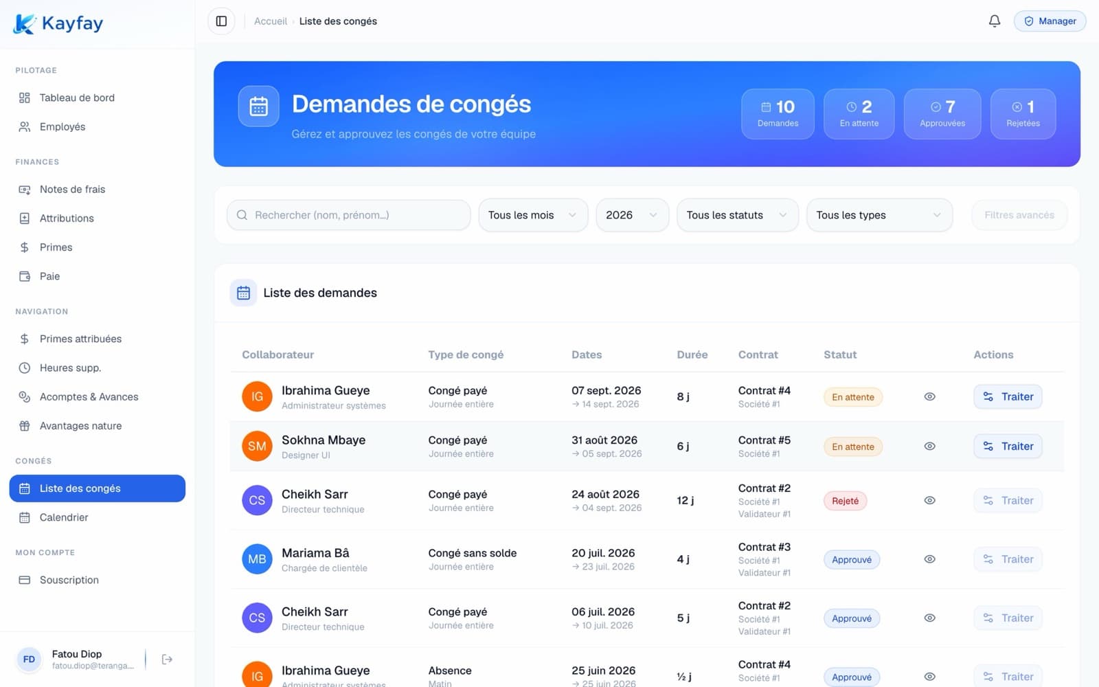 Gestion des congés